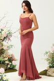 Rojo Tirantes de Espagueti Sirena Vestido Formal