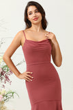 Rojo Tirantes de Espagueti Sirena Vestido Formal