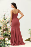 Rojo Tirantes de Espagueti Sirena Vestido Formal