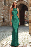 Vestido de fiesta de fiesta de sirena con recortes burdeos brillante