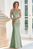 Vestido champán para madre de la novia fuera del hombro con apliques