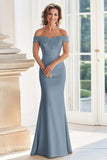 Vestido champán para madre de la novia fuera del hombro con apliques