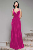 Vestido largo formal de terciopelo negro en línea A