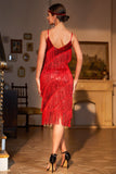 Rojo 1920s Vestido Tirantes de Espagueti
