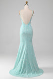 Vestido de fiesta de sirena brillante con lentejuelas con abertura