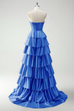 Vestido largo de baile con corsé de cuentas y cuentas de princesa en color burdeos con abertura