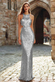 Vestido de fiesta de fiesta de sirena con recortes burdeos brillante