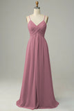 Tirantes de Espagueti Vestido de Dama de Honor Sin Mangas Malva vintage