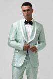 Chal menta solapa 2 piezas Jacquard Un botón Trajes de fiesta para hombre