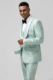 Chal menta solapa 2 piezas Jacquard Un botón Trajes de fiesta para hombre
