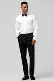 Solapa de pico Jacquard negro 3 piezas Un botón Trajes de fiesta para hombre