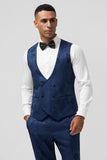 Trajes de fiesta para hombre de 3 piezas de jacquard con solapa de pico de color rosa claro
