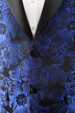 Jacquard Azul Real Peak Solapel 2 Piezas Trajes de Fiesta para Hombre