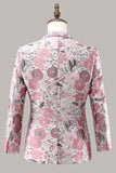 chal rosa solapa jacquard blazer de fiesta para hombre con un botón