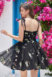 Vestido Corto de Cóctel Negro Escote A