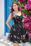 Vestido corto de cóctel verde escote A con bordados