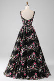 Encantador A Line Cuello Cuadrado Corsé Champagne Vestido De Fiesta Con Apliques