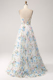 Vestido de fiesta largo sin tirantes sin tirantes de flor de marfil