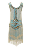 Champán Gatsby 1920s Vestido Lentejuelas Flecos