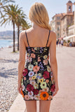 Correas de Espagueti Negro Vestido de Cóctel Con Flores 3D