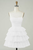 Corsé brillante Vestido blanco escalonado