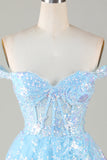 Lindo vestido de cóctel de encaje con corsé escalonado de color rosa brillante intenso