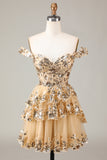 Lindo vestido de cóctel de encaje con corsé escalonado de color rosa brillante intenso