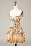 Lindo vestido de cóctel de encaje con corsé escalonado de color rosa brillante intenso