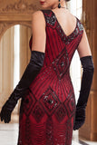 Vestido bodycon de los años 20 con flecos y flecos negros con jersey y conjunto de accesorios de 5 piezas