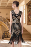 Vestido bodycon escote en V con flecos y sepultura de los años 20 con set de accesorios de 5 piezas