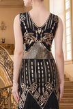 Vestido bodycon escote en V con flecos y sepultura de los años 20 con set de accesorios de 5 piezas