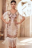 Vestido midi de los años 20 con escote en V y escote en V