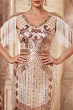 Vestido midi de los años 20 con escote en V y escote en V