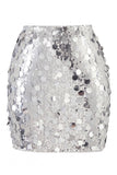 Falda de noche para salir para la noche con brillo y llena de lentejuelas grandes y glamurosa de lentejuelas grandes