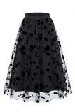 Falda midi de tul de malla floral 3D para mujer – Falda larga de corte alto en línea A