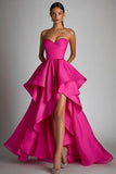 Vestido formal de falda y falda en forma de A en color fucsia