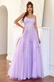 Elegante vestido de fiesta de lavanda de línea A