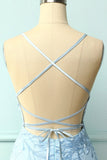Vestido ajustado con tirantes finos azul cielo