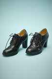 Tacones gruesos de cuero negro