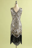 1920 de plata de las lentejuelas vestido de la franja