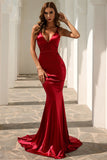 Sirena cuello en V vestido de fiesta simple