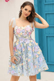 Vestido de bienvenida de corsé lindo púrpura con flores en 3D