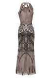 Negro Marfil 1920s Vestido Largo