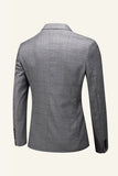 Trajes de Boda Solapa de Muescas A Cuadros Gris 3 Piezas