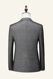 Trajes de Boda Solapa de Muescas A Cuadros Gris 3 Piezas