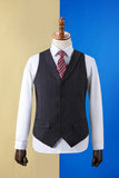 Traje Masculino 3 Piezas Rayas Negro Doble Pecho