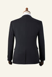 Traje Masculino 3 Piezas Solapa de Pico Negro