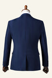 Traje Masculino Solapa de Muescas Azul Marino 3 Piezas