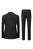 Trajes formales de hombre de 3 piezas con solapa de pico a rayas azul marino