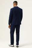 3 Piezas Azul Marino Slim Fit Trajes Para Hombre